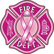Firefighter Decal 4&quot;x4&quot; Fire Dept. Maltese Cross Breast Cancer Awareness Decal  - £3.91 GBP+