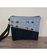 Zippered clutch blue jeans black corduroy Small wristle Jeans cosmetic bag - $730.08 MXN