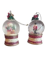 2 Vintage Snow Globe Ornaments Snowman and Tin Soldier, 3.5&quot; Tall - £10.92 GBP