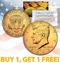 24K Gold Plated 2013 Jfk Kennedy Half Dollar Coin w/Capsule * Buy 1 Get 1 * Bogo - £10.32 GBP