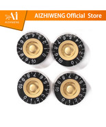 4pcs Premium Electric Guitar Control Knobs – Acrylic Black and Gold Spee... - $9.84