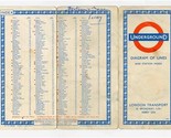 London Transport Underground Diagram of Lines and Station Index 1963 - $11.88