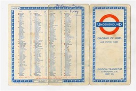 London Transport Underground Diagram of Lines and Station Index 1963 - £9.49 GBP