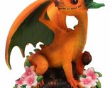 Medieval Fantasy Green Thumb Juicy Peach Dragon Statue Fairy Garden Coll... - $25.99