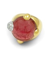 POMELLATO GRIFFE 18KT YELLOW GOLD PINK TOURMALINE AND DIAMOND RING - $12,578.79 CAD