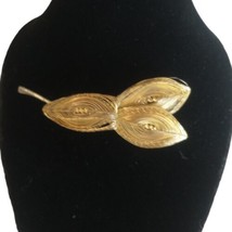 Leaf Wire Wrapped Brooch Pin Modernist Vintage Gold Tone Leaves Bohemian... - $16.81
