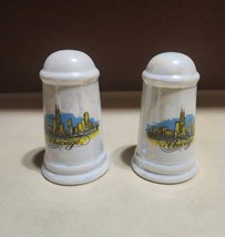 Vintage Irridescent Pillar Chicago IL Salt and Pepper Shakers EUC Nice - £3.90 GBP