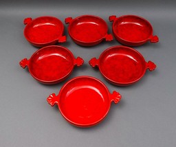 Peasant Village PV Italy Signed Red Cabbage Pottery Handled Lug Bowls Set Of 6 - £472.58 GBP