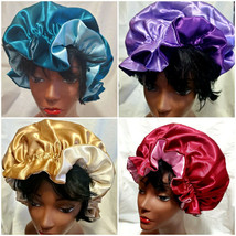 XL 2 Colors African Prints Reversible Solid Satin Bonnet Hats - $13.99