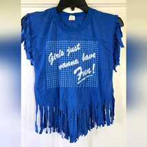 Vintage 80s Blue Fringe Girls Just Wanna Have Fun Size Small - $50.00