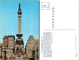 Indiana Indianapolis Soldiers and Sailors Monument Circle Vintage Postcard - £7.34 GBP
