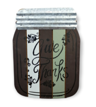 Hannas Handiworks Give Thanks Rustic Wooden Jar Kitchen Wall Decor - £8.95 GBP