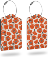 2 Pack Luggage Tag for Suitcases,Vintage Poppy Flower PU Leather Bag Tra... - £12.58 GBP