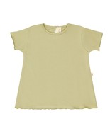 Girls Green Short Sleeve Cotton Top By Uala Lettuce Ruffle Hem &amp; Button ... - $402.11 MXN