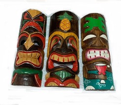 Scratch &amp; Dent Set of 3 Hand Carved Wood Tiki Masks - $39.59