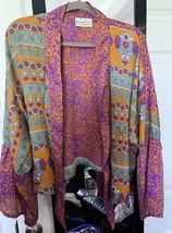 Kantha Bae Women&#39;s Kimono Cardigan Top Open Front Very Colorful Print - £38.02 GBP