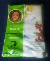 Vintage Dantrel White Floral No Iron Dan-Press 20x26&quot; 2 Standard Pillowc... - £13.36 GBP