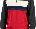 Club Room Men&#39;s Colorblocked French Rib Quarter-Zip Sweater Dark Lead-XL - $19.99