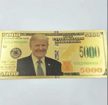 President Donald Trump Colorized $5000 Dollar Bill Gold Foil Banknote - $14.84