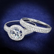 Gorgeous Women 14k White Gold Over Simulated CZ Wedding Bridal Ring Set Sz 5-10 - £107.26 GBP