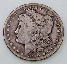 1890-CC $1 Silver Morgan Dollar in Very Good VG Condition, Full Rims - £155.54 GBP