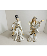 Lefton Vintage MCM Porcelain Asian Geisha Woman Male Figurine Musician L... - €24,35 EUR