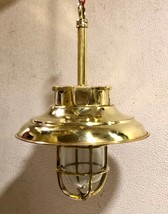 Brass Nautical Antique Style Hanging Cargo Ceiling Lamp with Shade and Brass Cha - £124.66 GBP