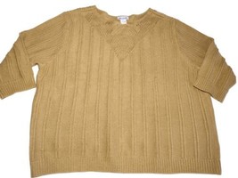 Blair Ribbed Knit Sweater Size 2XL Caramel Brown Open Knit Neckline 3/4 ... - $15.83
