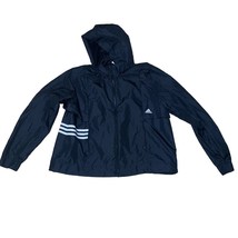 Adidas Black Soft Shell Three Stripe Hooded Windbreaker Jacket Women’s S... - $23.12