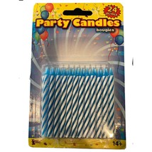 Birthday Cake Topper Blue Spiral Candles Party Decoration 24 Per Pack New - $3.75