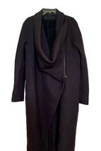 Long Haider Ackermann Cowl Neck Wool Dark Gray Coat Sz 42 Made in Belgium Women image 3