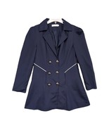 Korean Women&#39;s M Double Breasted Mid-Length Satin Navy Blazer Jacket w/ ... - $29.11 CAD