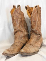 Vintage Tan Leather Tony Lama El Paso Cowboy Boots - £12.01 GBP