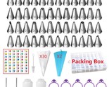 92 Pcs Piping Bags And Tips Set With 48 Numbered Icing Tips &amp; Pattern Ch... - $32.29