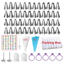 92 Pcs Piping Bags And Tips Set With 48 Numbered Icing Tips &amp; Pattern Chart,32 P - £27.17 GBP