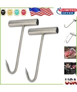 2pcs Heavy Duty Stainless Steel T-Hooks for Meat Processing &amp; BBQ Mastery - $455.80 MXN