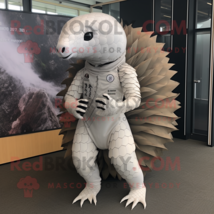 White Pangolin mascot costume character dressed with a Bodysuit and Cummerbunds - £1,064.88 GBP