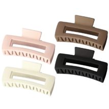 Lot of 4 Hair Claw Shark Clips 4.13&quot; Matte Hollow Rectangle Non Slip Neutral New - £10.22 GBP