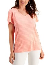 allbrand365 designer Womens Activewear Shadow-Stripe T-Shirt,Peachberry Size 2XL - £16.62 GBP
