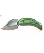 Handmade Exotic Wood Emerald Green Folding Ulu Knife Custom Leather Shea... - £44.38 GBP