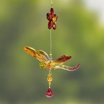 Five Tone Acrylic Dragonfly Ornaments with Flowers in Assorted Colors (Gold/Red/ - $29.95+