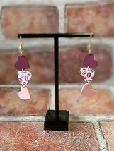 Drop down triple hearts Burgandy, lips, pink lightweight adorable earrings - £7.54 GBP