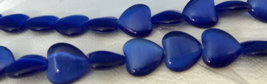 Heart Shaped Cat&#39;s Eye Beads 11 mm - Royal Blue- Strand of 36 beads - £2.79 GBP