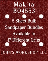 Makita BO4553 - 1/4 Sheet - 17 Grits - No-Slip - 5 Sandpaper Bulk Bundles - $4.99