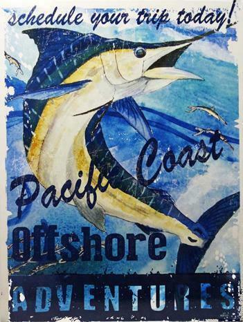 Primary image for Pacific Coast Offshore Adventures Marlin Deep Sea Fishing Metal Sign