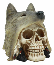 Indian Koitsenko Warrior Chief Lone Wolf Skull Statue Gothic Figurine Halloween - £19.97 GBP