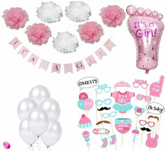 Baby shower decorating kit girl birth announcement gift balloons hospita... - £11.81 GBP
