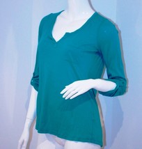 Splendid Roll-Up Sleeves Green Top Shirt Cotton Modal Blend V Neck ( S ) - £70.04 GBP