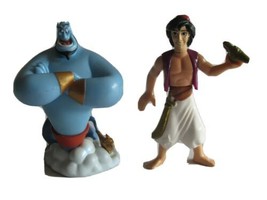 Disney Store Aladdin PVC Figure Set - Genie &amp; Aladdin with Lamp Cake Topper 4&quot; - £9.90 GBP