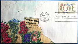 U.S.#1951 1982 20¢ Love Hand Painted First Day Cover / FDC by Amy Faust - £4.98 GBP
